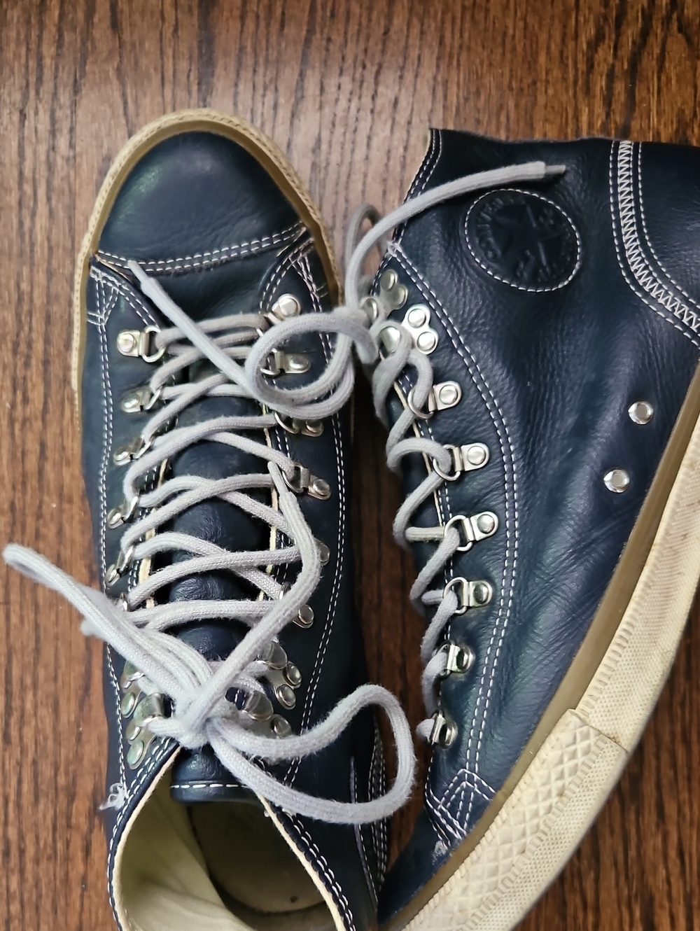 Converse Men's Navy Leather High-Top Sneakers - Picture 2 of 9